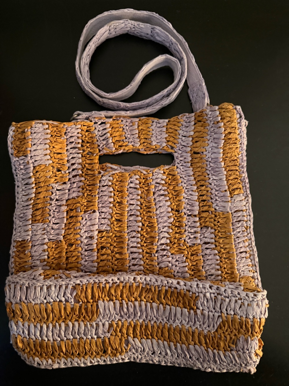 Free People Woven Crossbody in Mustard & Light Lavender